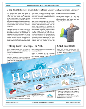 Patient Newsletters for Home Health Care and Physical Therapy
