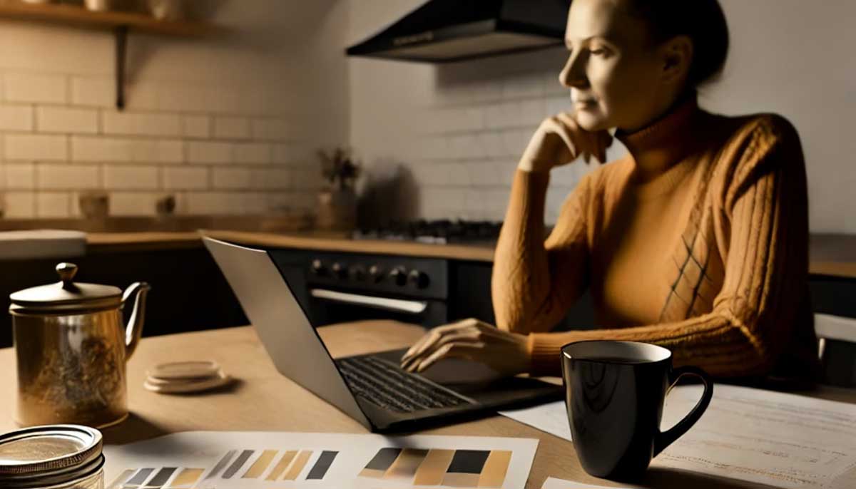 Illustration: Planning home care marketing at a kitchen table.
