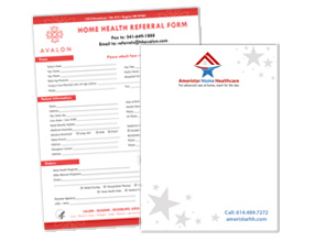 Home health referall pad samples