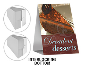 Table tent printed for a restaurant