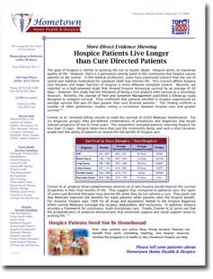 Hospice Newsletters - Hospice Patients Live Longer