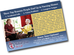 Home Health Care Advertising - Click to view full-size postcard sample.